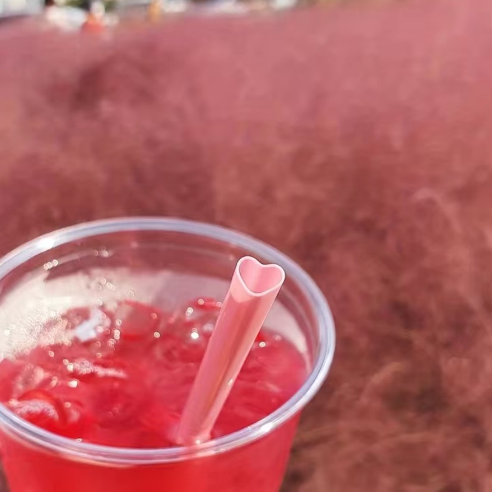 10pcs Heart-Shaped Pink Straws - Picture 3 of 5
